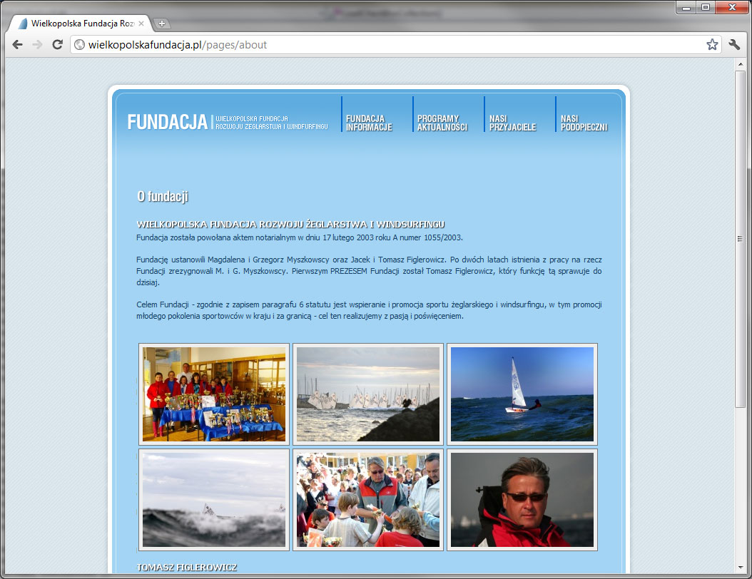 New website for Wielkopolska Fundacja Rozwoju Żeglarstwa i Windsurfingu